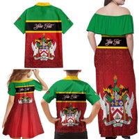 Personalized Saint Kitts and Nevis Royal Pattern Family Matching Off Shoulder Maxi Dress and Hawaiian Shirt - Wonder Print Shop