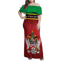 Personalized Saint Kitts and Nevis Royal Pattern Family Matching Off Shoulder Maxi Dress and Hawaiian Shirt - Wonder Print Shop