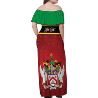 Personalized Saint Kitts and Nevis Royal Pattern Family Matching Off Shoulder Maxi Dress and Hawaiian Shirt - Wonder Print Shop