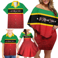 Personalized Saint Kitts and Nevis Royal Pattern Family Matching Off Shoulder Short Dress and Hawaiian Shirt - Wonder Print Shop