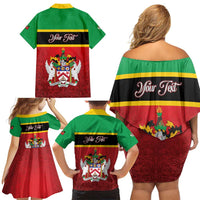 Personalized Saint Kitts and Nevis Royal Pattern Family Matching Off Shoulder Short Dress and Hawaiian Shirt - Wonder Print Shop