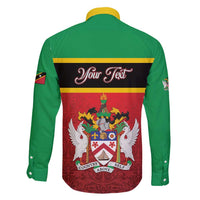 Personalized Saint Kitts and Nevis Royal Pattern Family Matching Off Shoulder Short Dress and Hawaiian Shirt - Wonder Print Shop