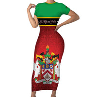 Personalized Saint Kitts and Nevis Royal Pattern Family Matching Short Sleeve Bodycon Dress and Hawaiian Shirt - Wonder Print Shop