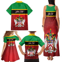Personalized Saint Kitts and Nevis Royal Pattern Family Matching Tank Maxi Dress and Hawaiian Shirt - Wonder Print Shop