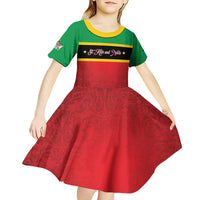 Personalized Saint Kitts and Nevis Royal Pattern Kid Short Sleeve Dress - Wonder Print Shop