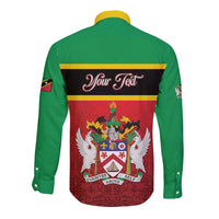 Personalized Saint Kitts and Nevis Royal Pattern Long Sleeve Button Shirt - Wonder Print Shop