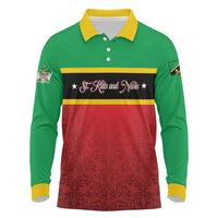 Personalized Saint Kitts and Nevis Royal Pattern Long Sleeve Polo Shirt - Wonder Print Shop