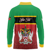 Personalized Saint Kitts and Nevis Royal Pattern Long Sleeve Polo Shirt - Wonder Print Shop
