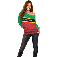Personalized Saint Kitts and Nevis Royal Pattern Off Shoulder Sweater - Wonder Print Shop
