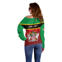 Personalized Saint Kitts and Nevis Royal Pattern Off Shoulder Sweater - Wonder Print Shop
