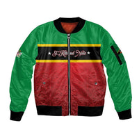 Personalized Saint Kitts and Nevis Royal Pattern Sleeve Zip Bomber Jacket - Wonder Print Shop