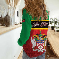 Personalized Saint Kitts and Nevis Royal Pattern Women Casual Shirt - Wonder Print Shop