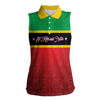 Personalized Saint Kitts and Nevis Royal Pattern Women Sleeveless Polo Shirt - Wonder Print Shop