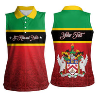 Personalized Saint Kitts and Nevis Royal Pattern Women Sleeveless Polo Shirt - Wonder Print Shop
