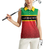 Personalized Saint Kitts and Nevis Royal Pattern Women Sleeveless Polo Shirt - Wonder Print Shop
