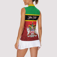 Personalized Saint Kitts and Nevis Royal Pattern Women Sleeveless Polo Shirt - Wonder Print Shop