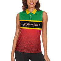 Personalized Saint Kitts and Nevis Royal Pattern Women Sleeveless Polo Shirt - Wonder Print Shop