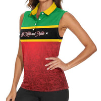 Personalized Saint Kitts and Nevis Royal Pattern Women Sleeveless Polo Shirt - Wonder Print Shop