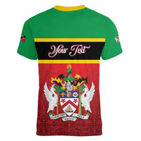 Personalized Saint Kitts and Nevis Royal Pattern Women V-Neck T-Shirt - Wonder Print Shop