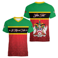 Personalized Saint Kitts and Nevis Royal Pattern Women V-Neck T-Shirt - Wonder Print Shop