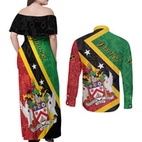 Personalized Saint Kitts and Nevis Culturama Couples Matching Off Shoulder Maxi Dress and Long Sleeve Button Shirt African Pattern - Wonder Print Shop