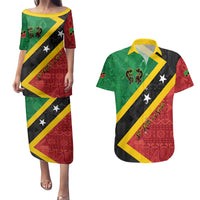 Personalized Saint Kitts and Nevis Culturama Couples Matching Puletasi and Hawaiian Shirt African Pattern - Wonder Print Shop