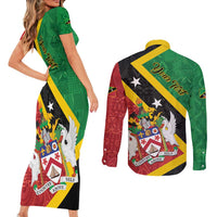 Personalized Saint Kitts and Nevis Culturama Couples Matching Short Sleeve Bodycon Dress and Long Sleeve Button Shirt African Pattern - Wonder Print Shop