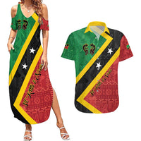 Personalized Saint Kitts and Nevis Culturama Couples Matching Summer Maxi Dress and Hawaiian Shirt African Pattern - Wonder Print Shop