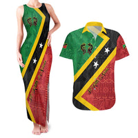 Personalized Saint Kitts and Nevis Culturama Couples Matching Tank Maxi Dress and Hawaiian Shirt African Pattern - Wonder Print Shop