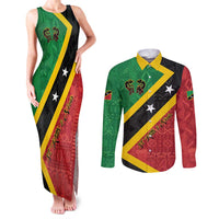 Personalized Saint Kitts and Nevis Culturama Couples Matching Tank Maxi Dress and Long Sleeve Button Shirt African Pattern - Wonder Print Shop