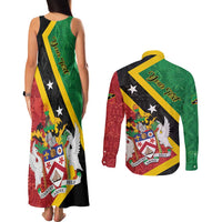 Personalized Saint Kitts and Nevis Culturama Couples Matching Tank Maxi Dress and Long Sleeve Button Shirt African Pattern - Wonder Print Shop