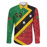 Personalized Saint Kitts and Nevis Culturama Family Matching Long Sleeve Bodycon Dress and Hawaiian Shirt African Pattern - Wonder Print Shop