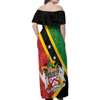 Personalized Saint Kitts and Nevis Culturama Family Matching Off Shoulder Maxi Dress and Hawaiian Shirt African Pattern - Wonder Print Shop