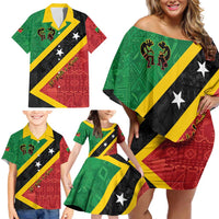 Personalized Saint Kitts and Nevis Culturama Family Matching Off Shoulder Short Dress and Hawaiian Shirt African Pattern - Wonder Print Shop
