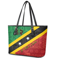 Saint Kitts and Nevis Culturama Leather Tote Bag African Pattern - Wonder Print Shop