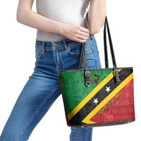 Saint Kitts and Nevis Culturama Leather Tote Bag African Pattern - Wonder Print Shop