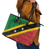 Saint Kitts and Nevis Culturama Leather Tote Bag African Pattern - Wonder Print Shop