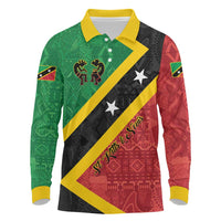 Personalized Saint Kitts and Nevis Culturama Long Sleeve Polo Shirt African Pattern - Wonder Print Shop