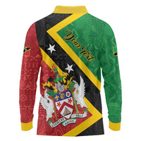 Personalized Saint Kitts and Nevis Culturama Long Sleeve Polo Shirt African Pattern - Wonder Print Shop