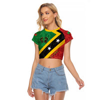 Personalized Saint Kitts and Nevis Culturama Raglan Cropped T Shirt African Pattern - Wonder Print Shop