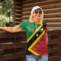 Personalized Saint Kitts and Nevis Culturama Women Polo Shirt African Pattern - Wonder Print Shop