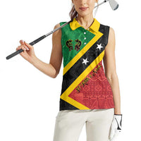 Personalized Saint Kitts and Nevis Culturama Women Sleeveless Polo Shirt African Pattern - Wonder Print Shop
