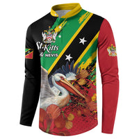 Personalized Saint Kitts and Nevis Pelican Button Sweatshirt Royal Poinciana Flowers - Wonder Print Shop