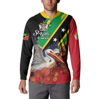 Personalized Saint Kitts and Nevis Pelican Button Sweatshirt Royal Poinciana Flowers - Wonder Print Shop