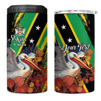 Personalized Saint Kitts and Nevis Pelican 4 in 1 Can Cooler Tumbler Royal Poinciana Flowers - Wonder Print Shop