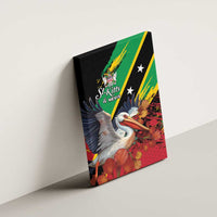 Saint Kitts and Nevis Pelican Canvas Wall Art Royal Poinciana Flowers - Wonder Print Shop