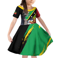 Personalized Saint Kitts and Nevis Pelican Family Matching Off Shoulder Short Dress and Hawaiian Shirt Royal Poinciana Flowers - Wonder Print Shop