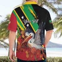 Personalized Saint Kitts and Nevis Pelican Hawaiian Shirt Royal Poinciana Flowers - Wonder Print Shop