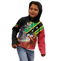 Personalized Saint Kitts and Nevis Pelican Kid Hoodie Royal Poinciana Flowers - Wonder Print Shop