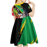 Personalized Saint Kitts and Nevis Pelican Kid Short Sleeve Dress Royal Poinciana Flowers - Wonder Print Shop